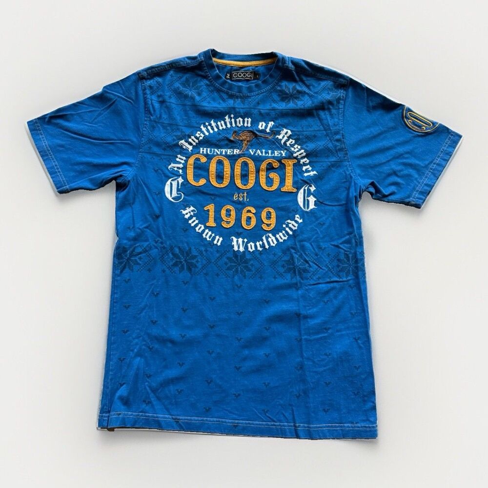 VTG Y2K Coogi Premium Colors 1969 Kangaroo Graphic Embroidered Patch T Shirt L